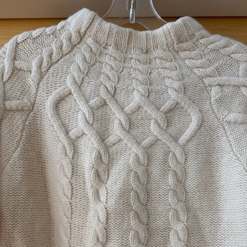 ANTONIO MELANI Cream Cable Knit Turtleneck Sweater - Picture 5 of 6